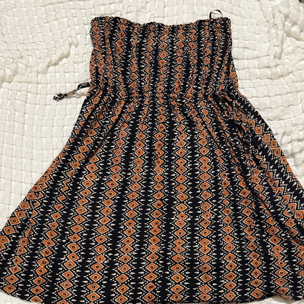 Volcom Strapless Dress in Black and Orange